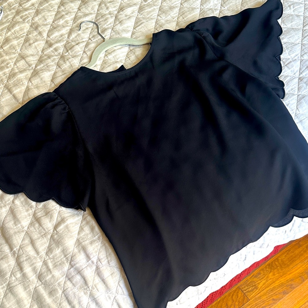 Express Black Flutter Sleeve Blouse